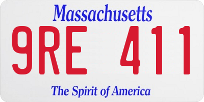MA license plate 9RE411