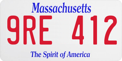 MA license plate 9RE412