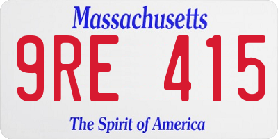 MA license plate 9RE415