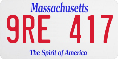 MA license plate 9RE417
