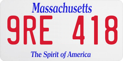MA license plate 9RE418