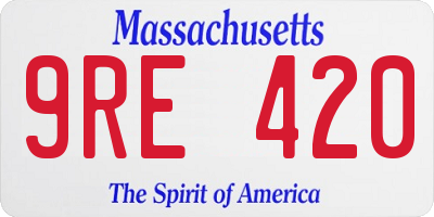 MA license plate 9RE420