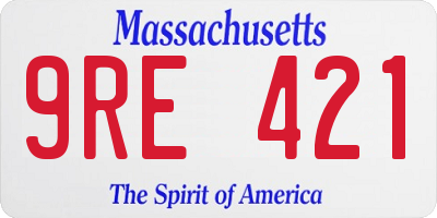 MA license plate 9RE421