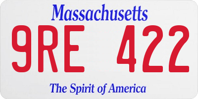 MA license plate 9RE422