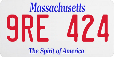 MA license plate 9RE424