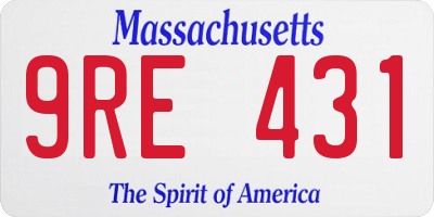 MA license plate 9RE431