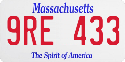 MA license plate 9RE433