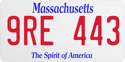 MA license plate 9RE443