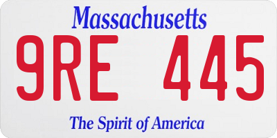 MA license plate 9RE445