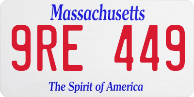 MA license plate 9RE449