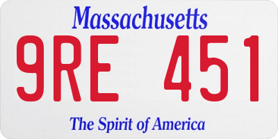 MA license plate 9RE451