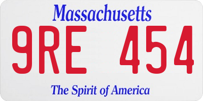 MA license plate 9RE454
