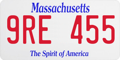 MA license plate 9RE455