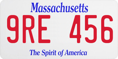 MA license plate 9RE456