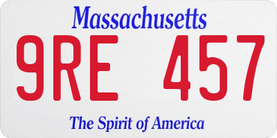 MA license plate 9RE457
