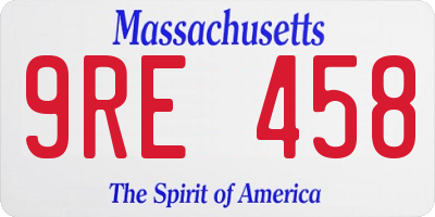 MA license plate 9RE458