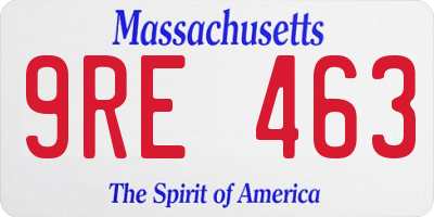 MA license plate 9RE463
