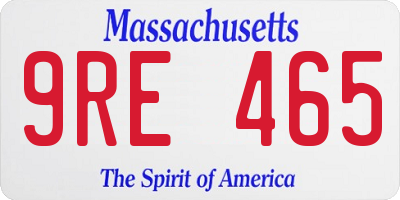 MA license plate 9RE465