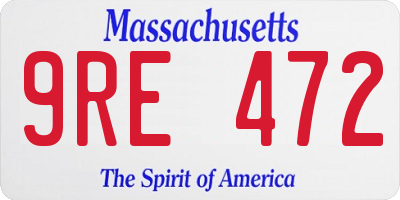 MA license plate 9RE472