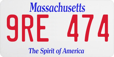 MA license plate 9RE474