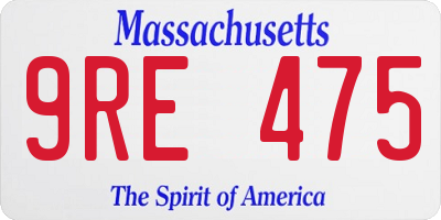 MA license plate 9RE475