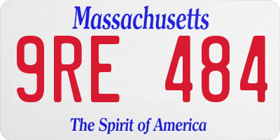 MA license plate 9RE484