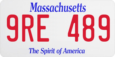 MA license plate 9RE489