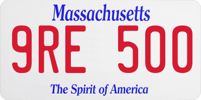 MA license plate 9RE500