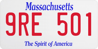 MA license plate 9RE501