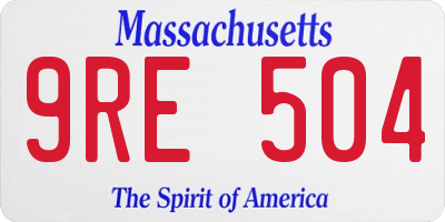MA license plate 9RE504