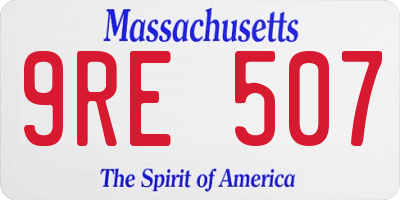 MA license plate 9RE507