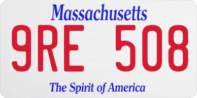 MA license plate 9RE508