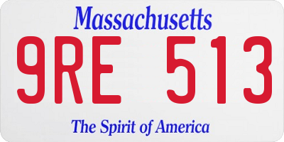 MA license plate 9RE513