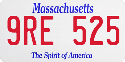 MA license plate 9RE525