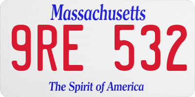 MA license plate 9RE532