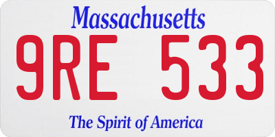 MA license plate 9RE533