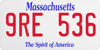 MA license plate 9RE536