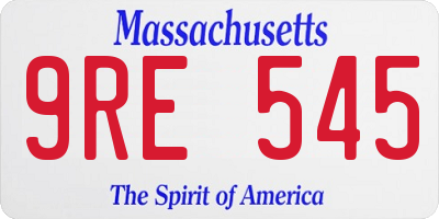 MA license plate 9RE545