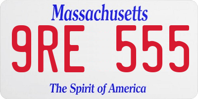 MA license plate 9RE555