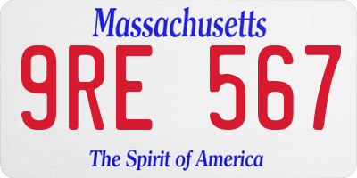 MA license plate 9RE567