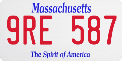 MA license plate 9RE587