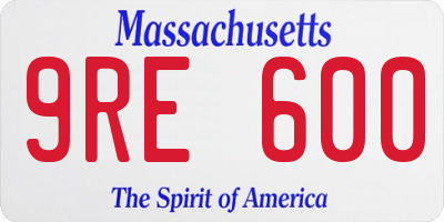 MA license plate 9RE600