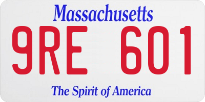 MA license plate 9RE601