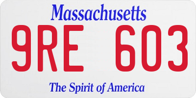 MA license plate 9RE603