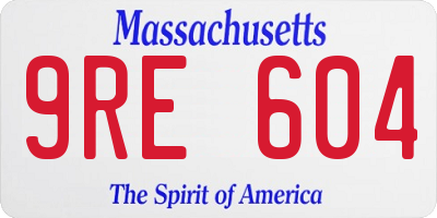 MA license plate 9RE604