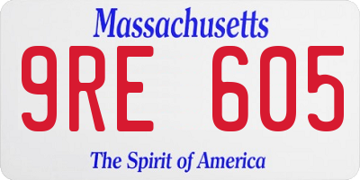 MA license plate 9RE605