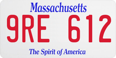 MA license plate 9RE612