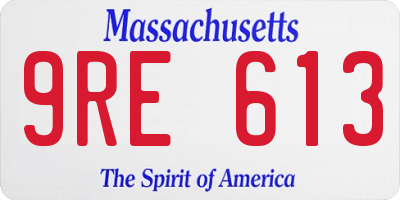 MA license plate 9RE613