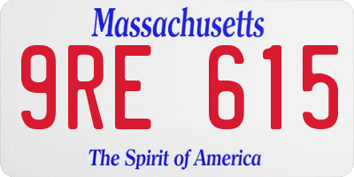 MA license plate 9RE615