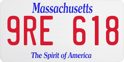MA license plate 9RE618